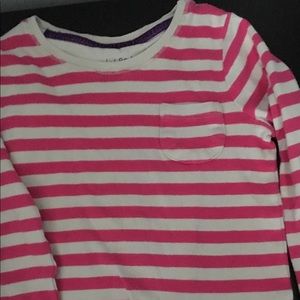 Mini Boden girls striped long sleeve pocket shirt